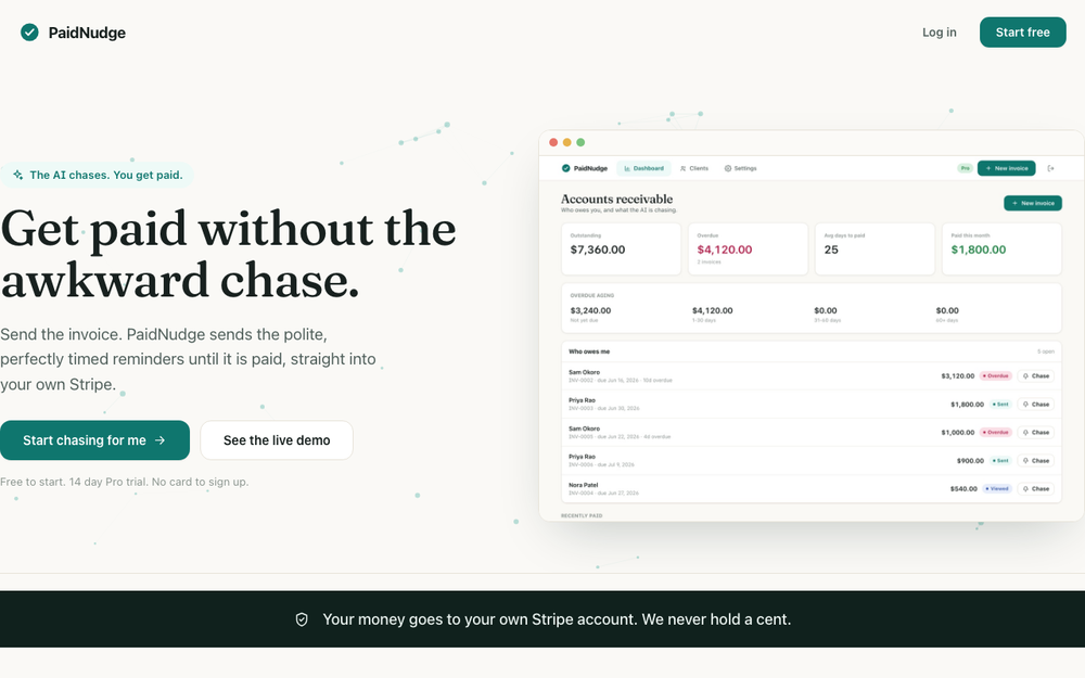 PaidNudge — Get paid without the awkward chase.